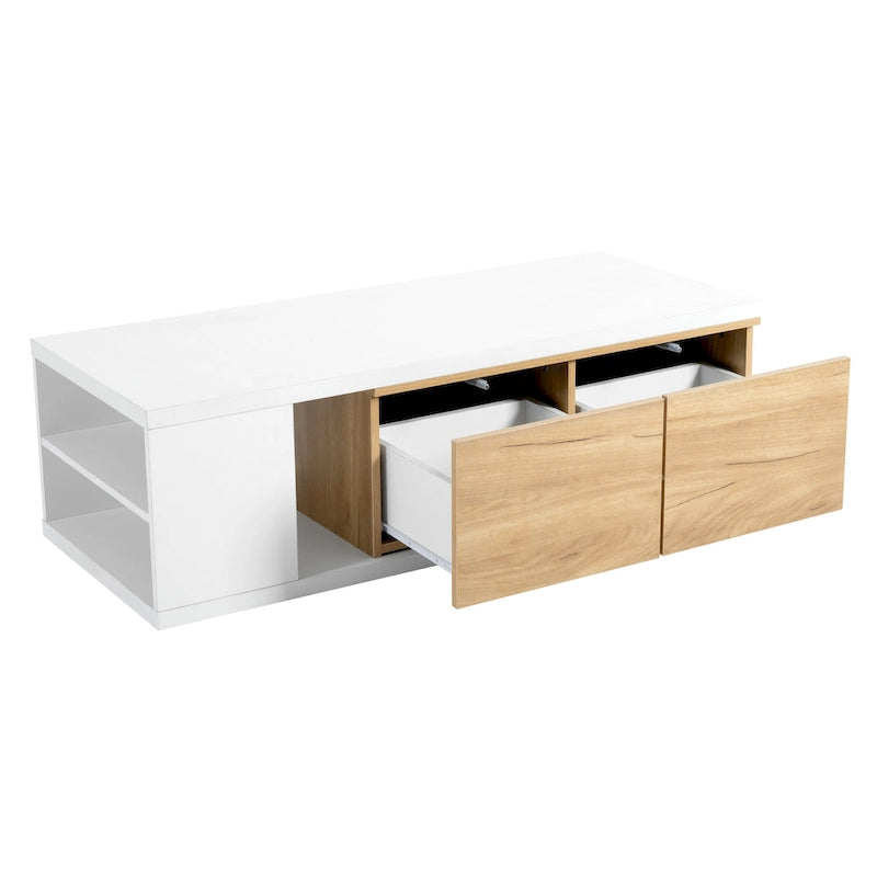 Ausziehbarer Couchtisch mit 2 Schubladen