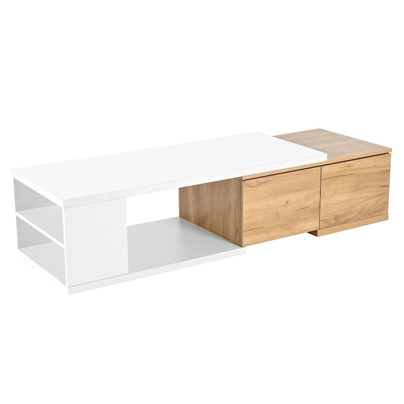 Ausziehbarer Couchtisch mit 2 Schubladen