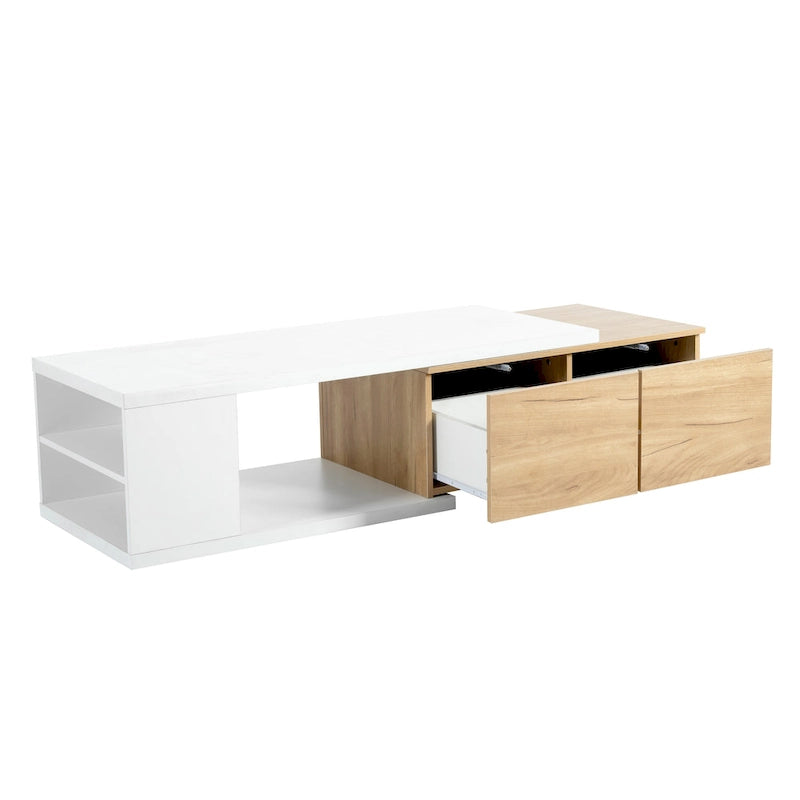 Ausziehbarer Couchtisch mit 2 Schubladen
