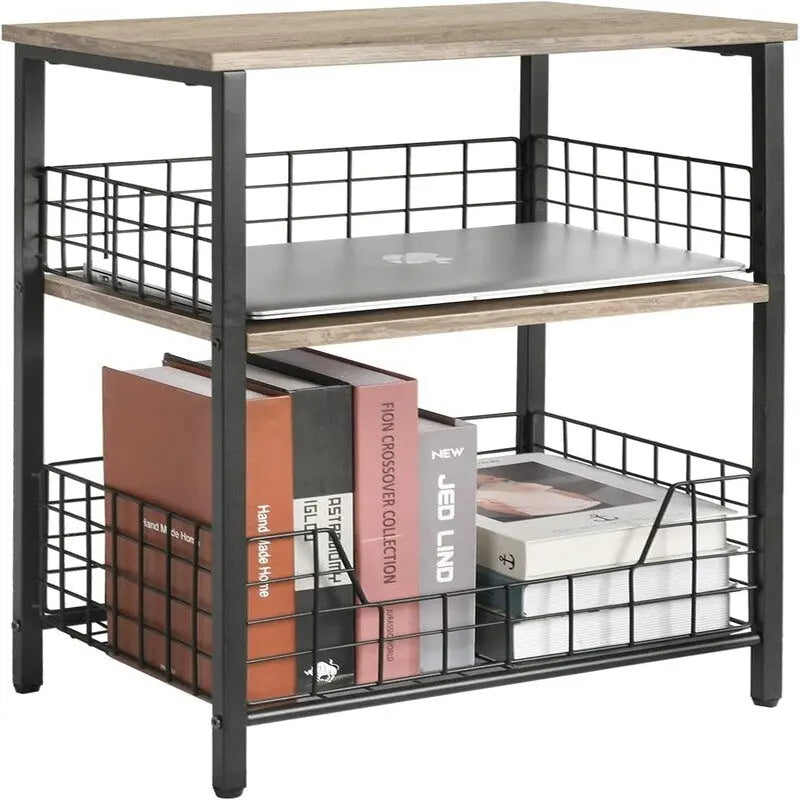 Industrialer Retro-Beistelltisch Nachtschrank Ablagefach – 30T x 40B x 63,5H