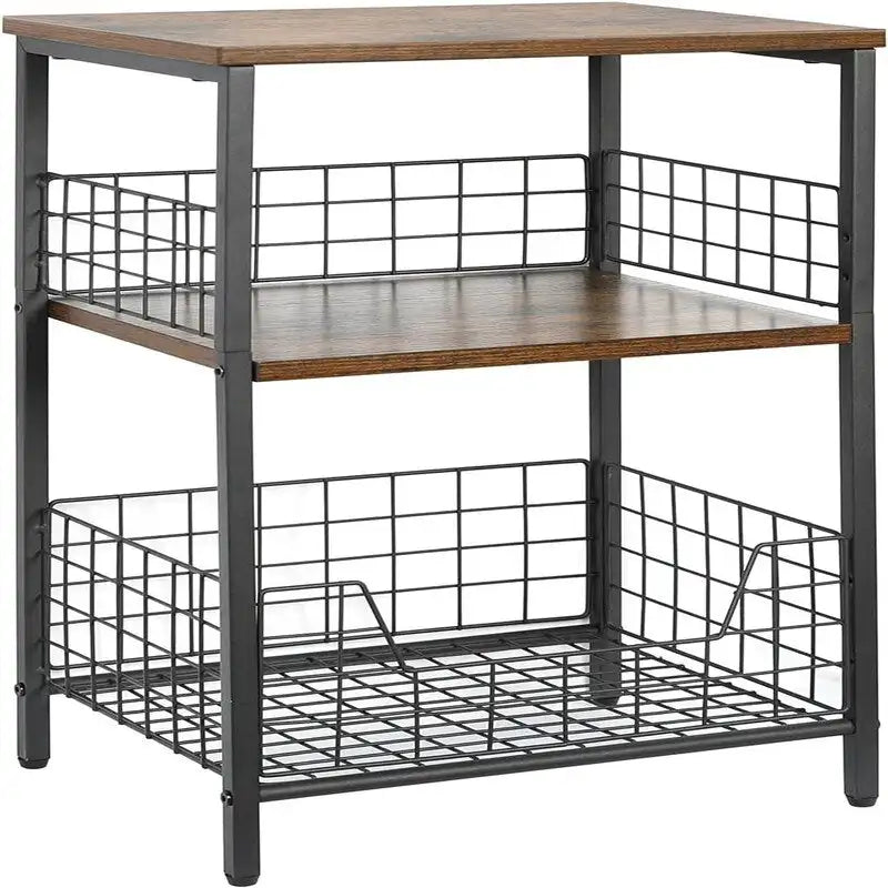 Industrialer Retro-Beistelltisch Nachtschrank Ablagefach – 30T x 40B x 63,5H