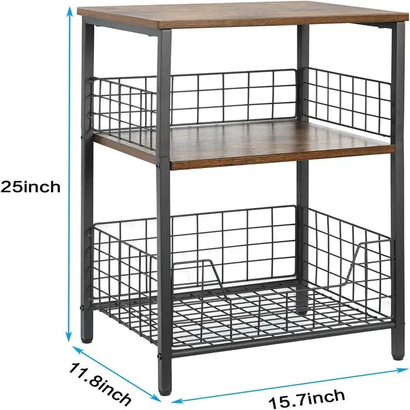 Industrialer Retro-Beistelltisch Nachtschrank Ablagefach – 30T x 40B x 63,5H