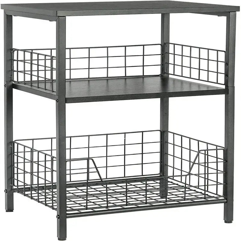 Industrialer Retro-Beistelltisch Nachtschrank Ablagefach – 30T x 40B x 63,5H