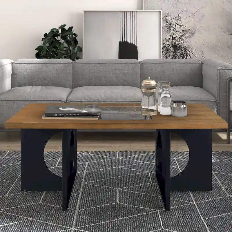 47 Zeitgenössischer Couchtisch aus Holz, rechteckig