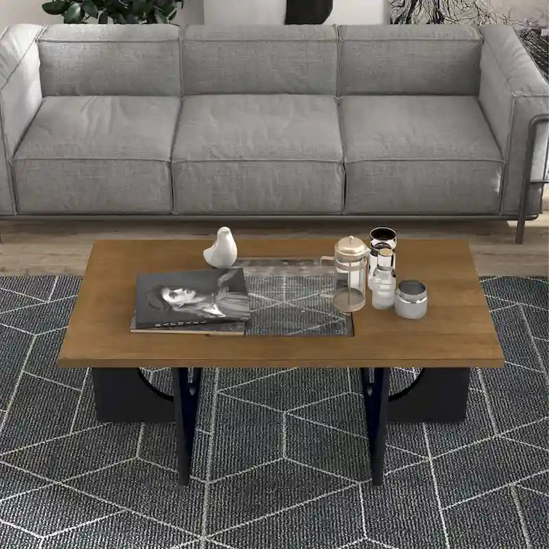 47 Zeitgenössischer Couchtisch aus Holz, rechteckig