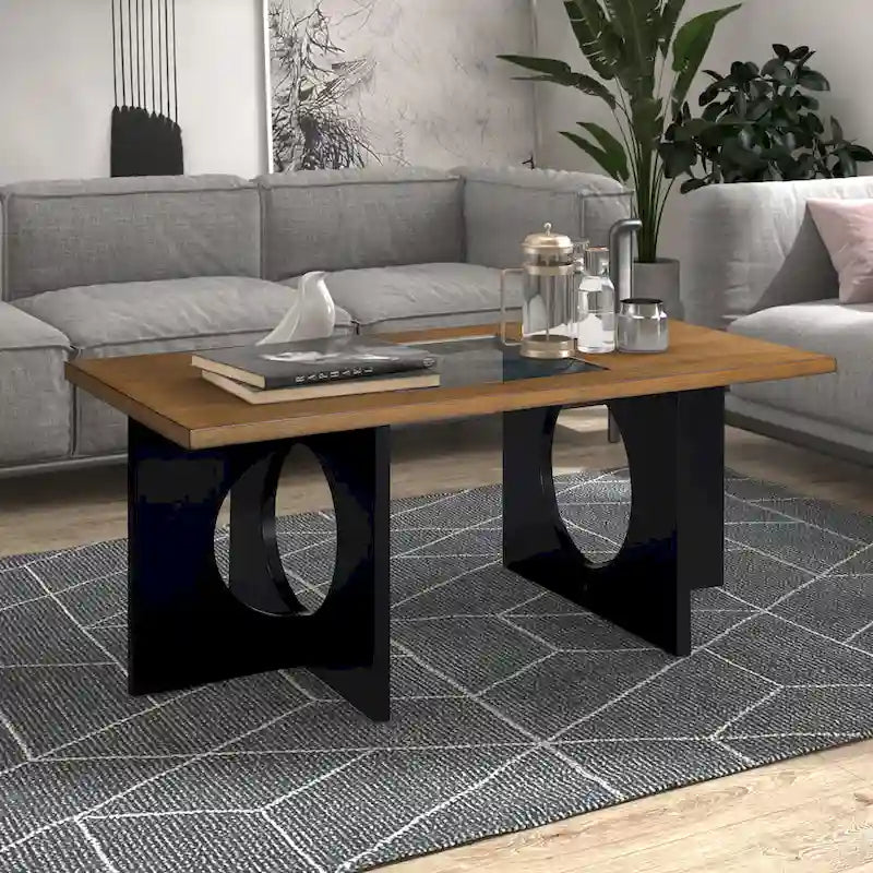 47 Zeitgenössischer Couchtisch aus Holz, rechteckig