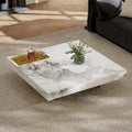 Moderner quadratischer Couchtisch 42 aus KunstmarmorHochglanz-Tischplatte aus gesintertem Stein