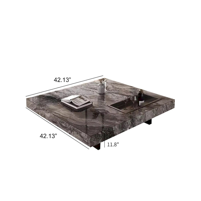 Moderner quadratischer Couchtisch 42 aus KunstmarmorHochglanz-Tischplatte aus gesintertem Stein
