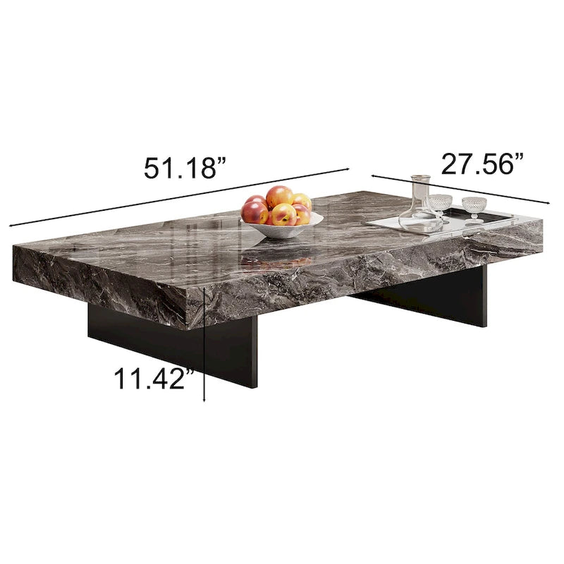 Moderner quadratischer Couchtisch 42 aus KunstmarmorHochglanz-Tischplatte aus gesintertem Stein