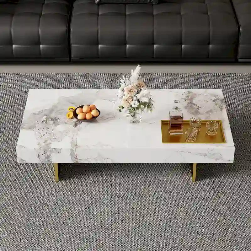 Moderner quadratischer Couchtisch 42 aus KunstmarmorHochglanz-Tischplatte aus gesintertem Stein