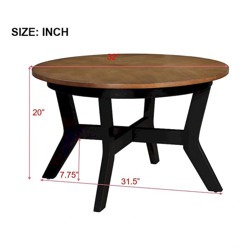 Mid-Century runder Couchtisch aus Holz für Wohnzimmer Landhausstil
