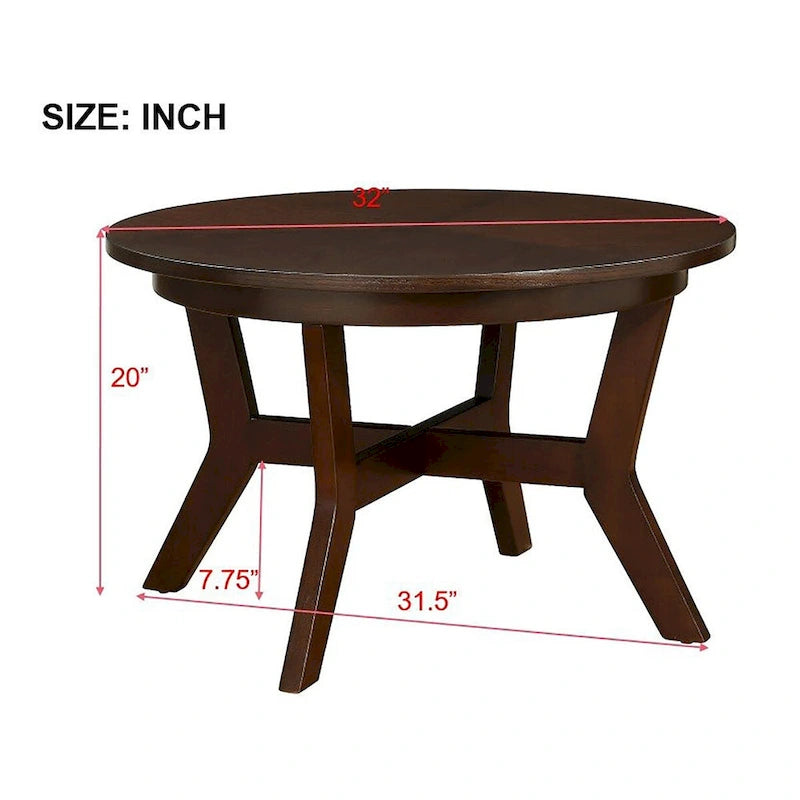 Mid-Century runder Couchtisch aus Holz für Wohnzimmer Landhausstil