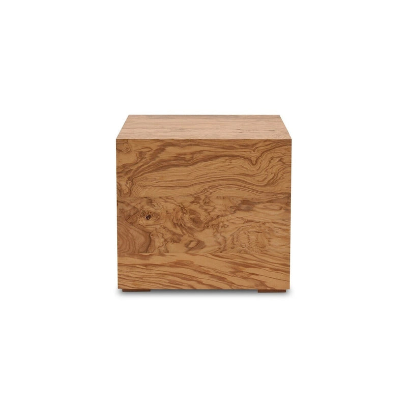 Macari Moderner Beistelltisch aus Naturmaserholz – 45,7B x 45,7T x 40,6H