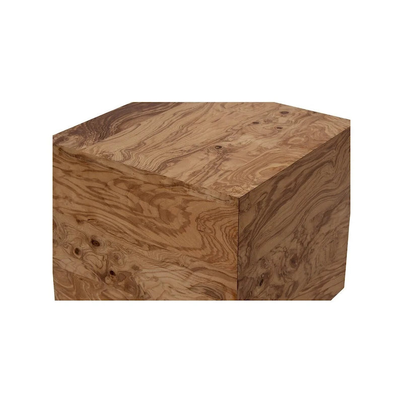 Macari Moderner Beistelltisch aus Naturmaserholz – 45,7B x 45,7T x 40,6H