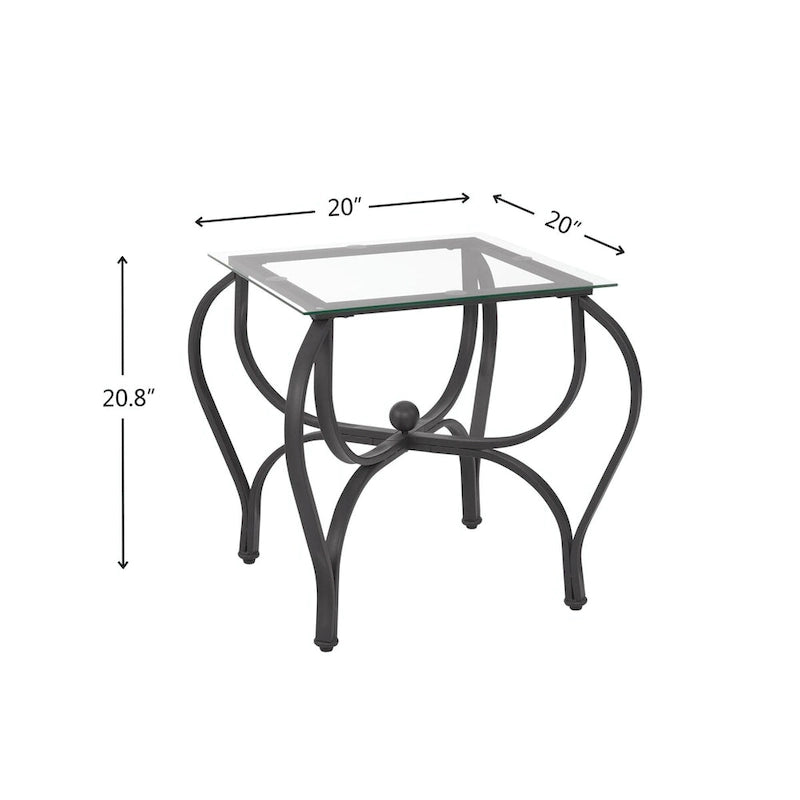 3-teiliges Couchtisch-Set aus gehärtetem Glas – rechteckiger Couchtisch mit 2 quadratischen Beistelltischen