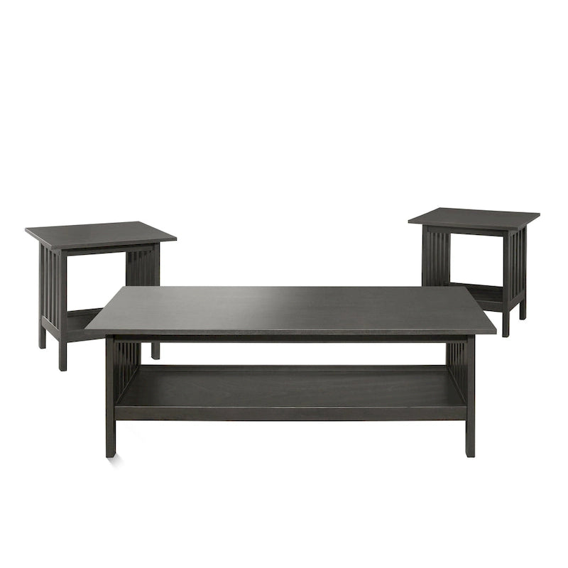 Wiston 3-teiliges Tisch-Set, 1 Couchtisch, 2 Beistelltische, Antikgraues Holz