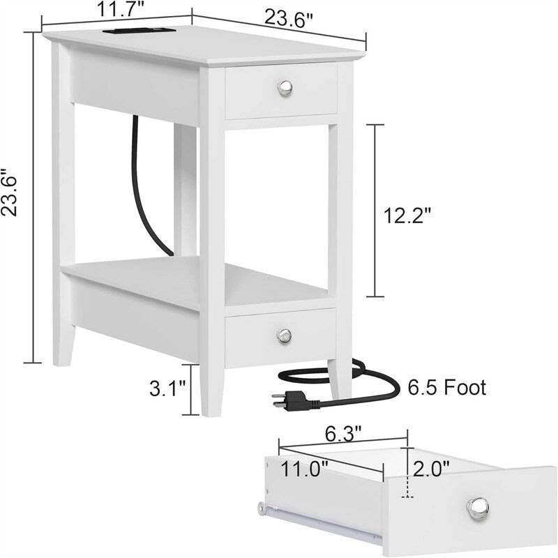 Beistelltisch mit Ladestation – 23,62T x 11,81B x 23,62H