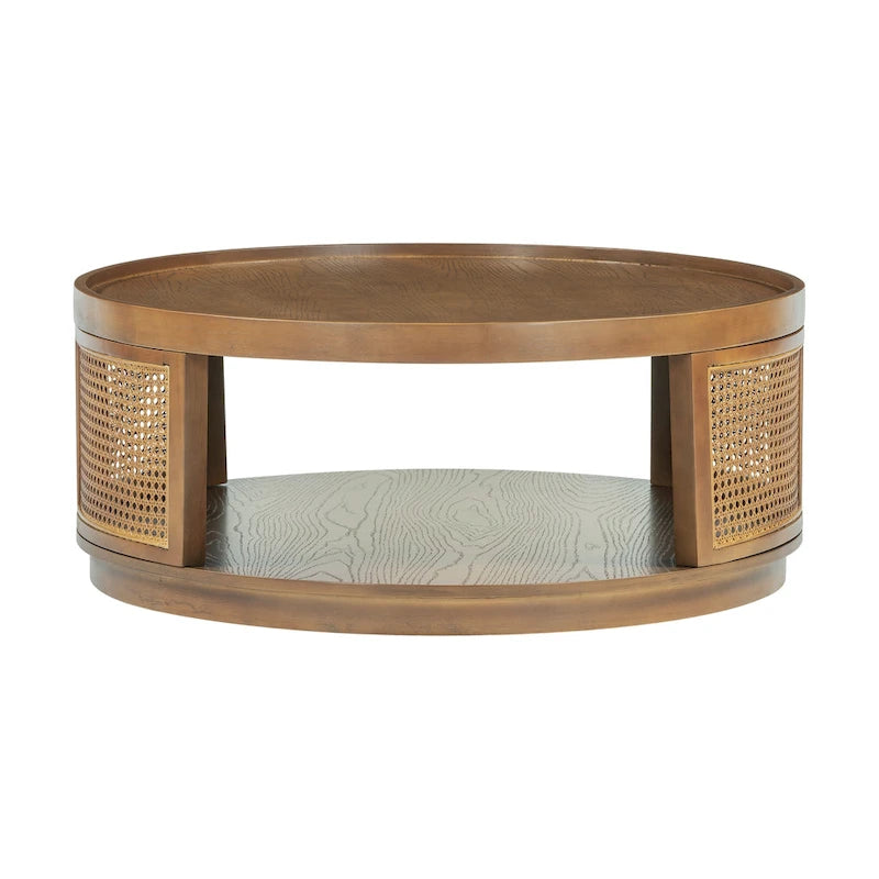 Runder Kaffeetisch aus Rattan mit PE-Rattan-Seitenwand