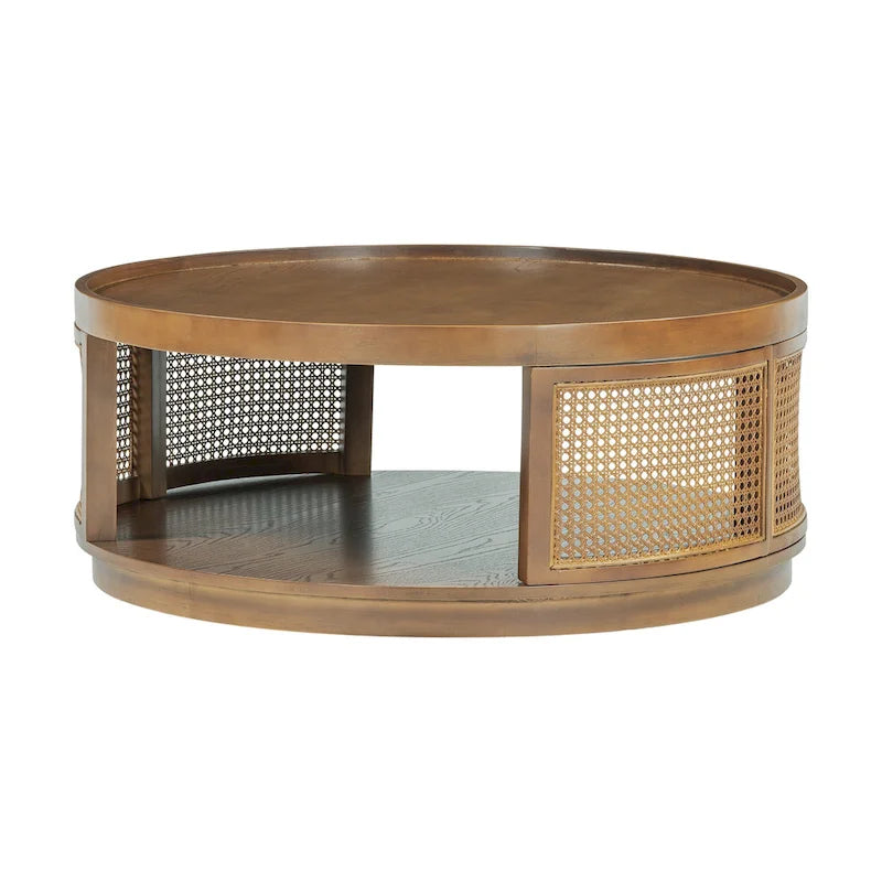 Runder Kaffeetisch aus Rattan mit PE-Rattan-Seitenwand