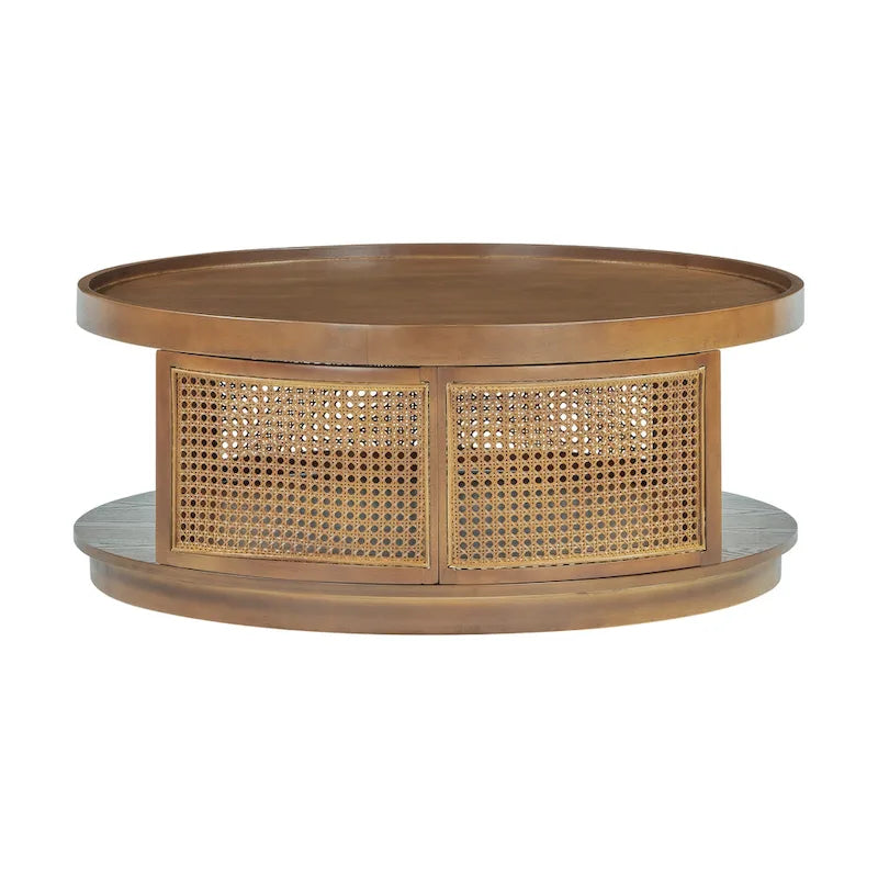 Runder Kaffeetisch aus Rattan mit PE-Rattan-Seitenwand