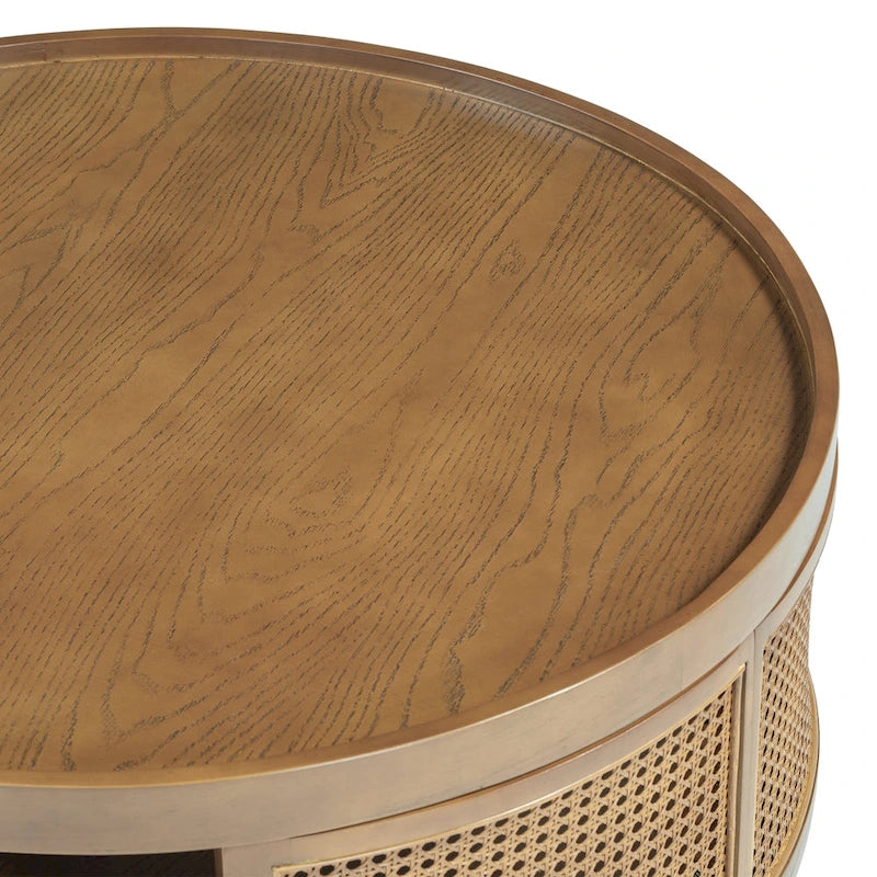 Runder Kaffeetisch aus Rattan mit PE-Rattan-Seitenwand