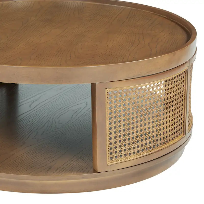 Runder Kaffeetisch aus Rattan mit PE-Rattan-Seitenwand