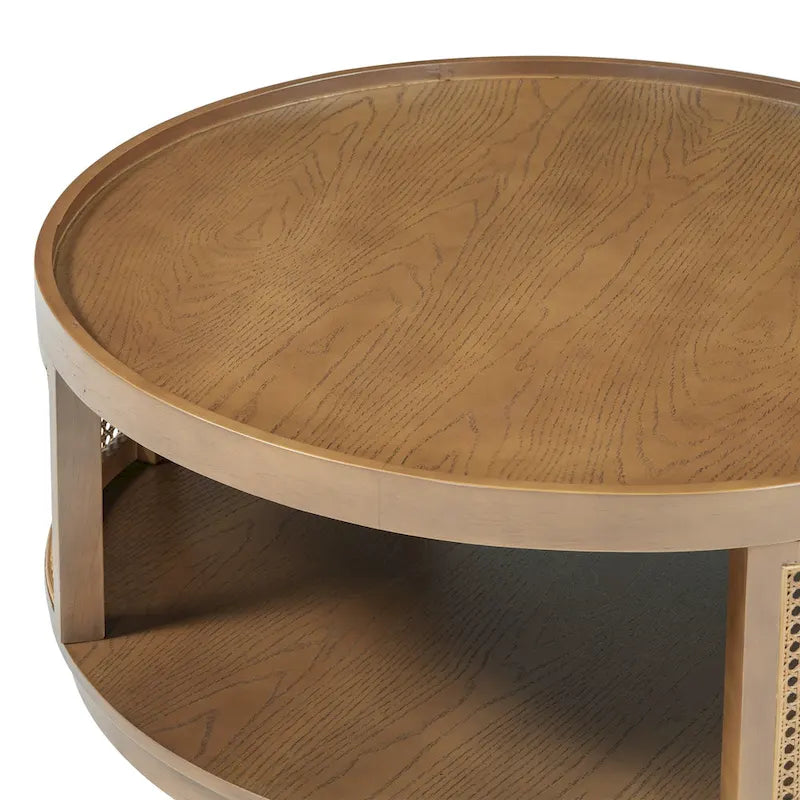 Runder Kaffeetisch aus Rattan mit PE-Rattan-Seitenwand