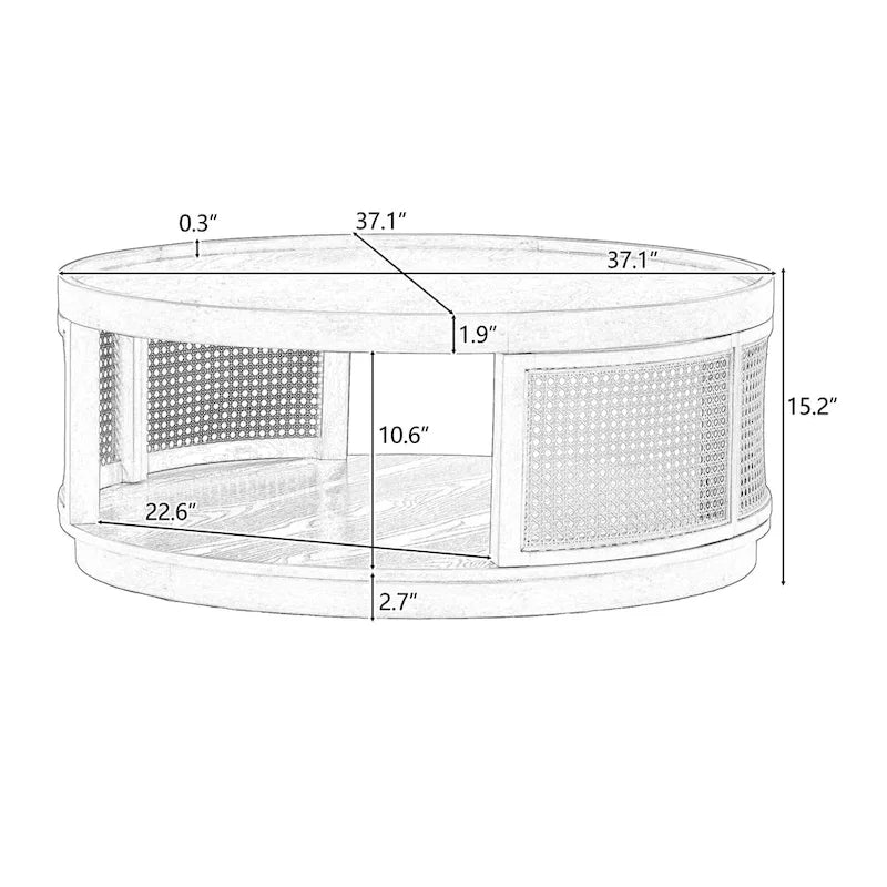 Runder Kaffeetisch aus Rattan mit PE-Rattan-Seitenwand