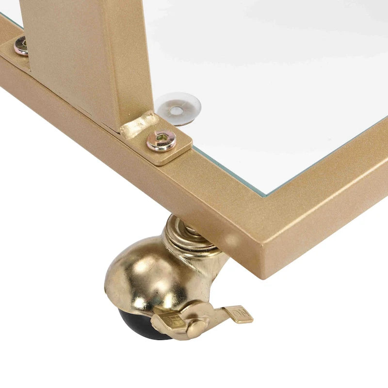 C-förmiger quadratischer Acryl-Beistelltisch Sofatisch mit Glasplatte und Metallfuß