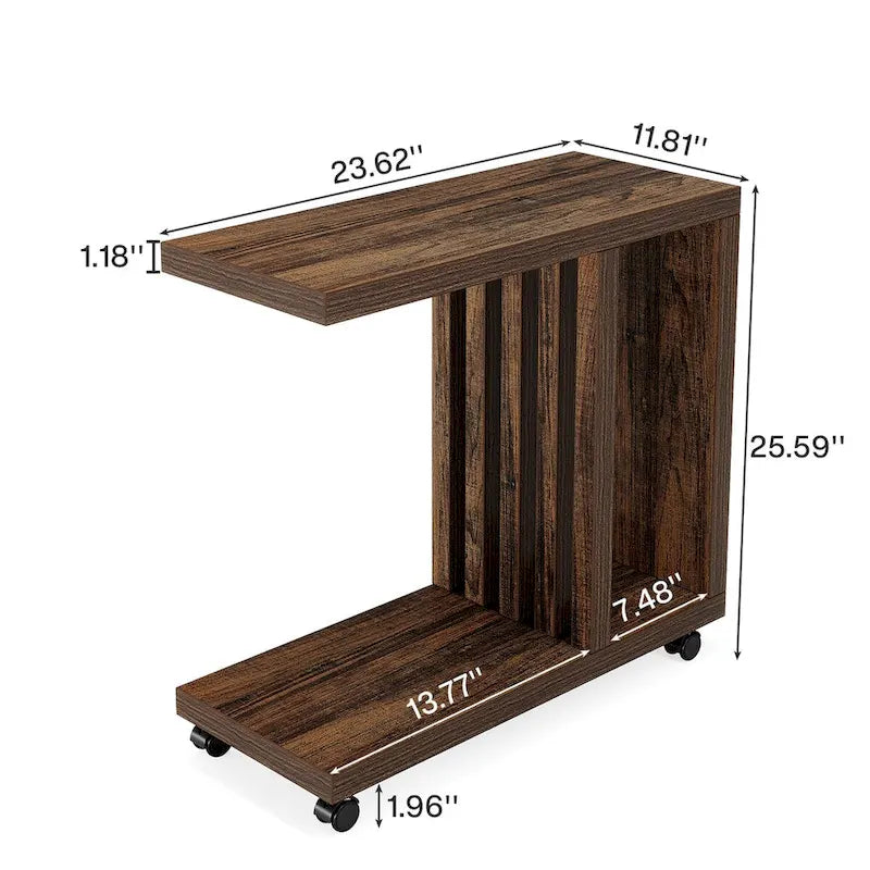 C-förmiger Beistelltisch für das Wohnzimmer, Couchtisch aus Holz