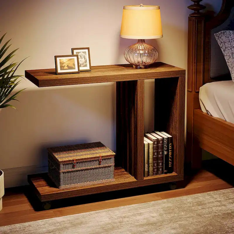 C-förmiger Beistelltisch für das Wohnzimmer, Couchtisch aus Holz