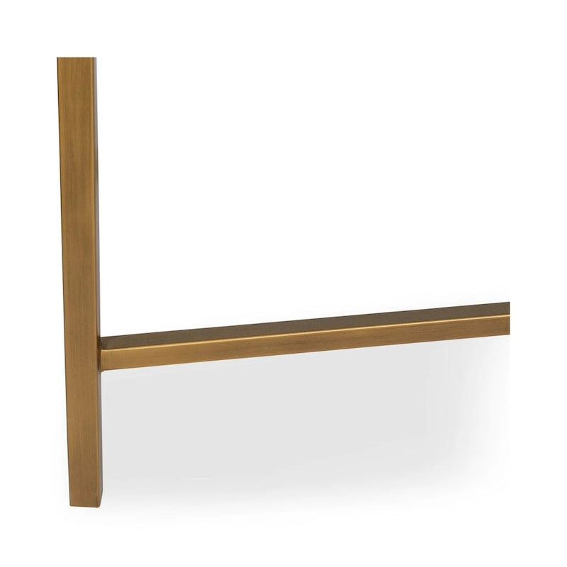 Macari Miki Art Deco Konsolentisch aus Massivholz und veganem Leder (Rochenhaut-Optik) mit Messing-Akzenten – 150 cm B x 40,6 cm T x 82 cm H