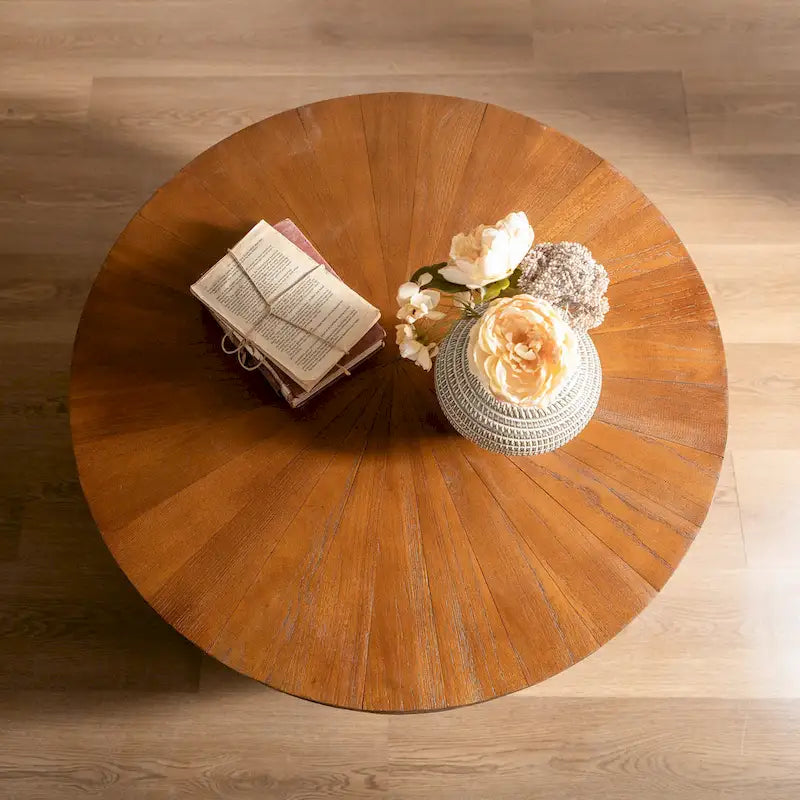 31.50Vintage-Stil Eimer-förmiger Couchtisch mit Ablagefunktion, für Büro, Esszimmer und Wohnzimmer, Braun