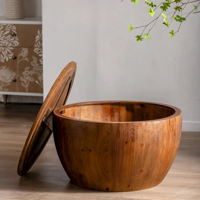 31.50Vintage-Stil Eimer-förmiger Couchtisch mit Ablagefunktion, für Büro, Esszimmer und Wohnzimmer, Braun