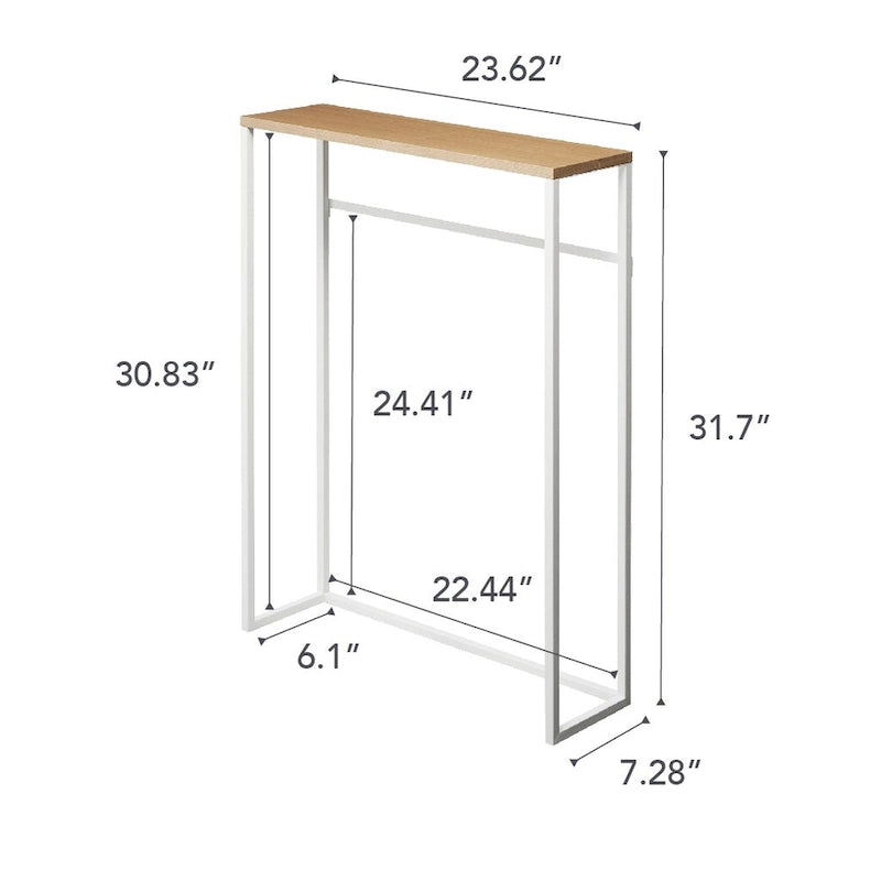 Yamazaki Home Schmales Konsolentisch für den Eingangsbereich, Stahl, trägt 5 kg - L 18,5 x B 60 x H 80,5 cm