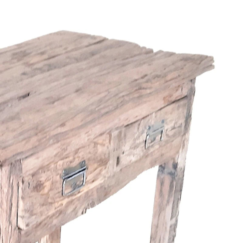 81 cm rustikaler Kücheninsel-Tisch, 2 Schubladen, Distressed White Wood
