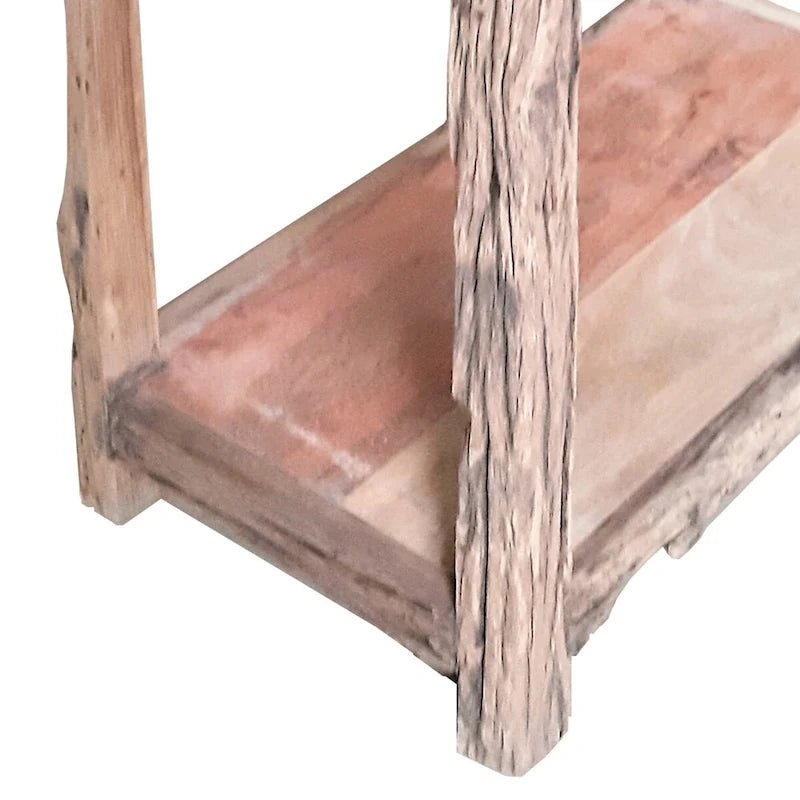 81 cm rustikaler Kücheninsel-Tisch, 2 Schubladen, Distressed White Wood