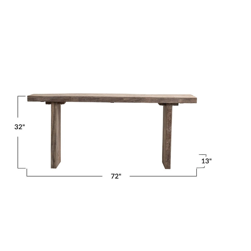 Konsolentisch aus Altholz mit Used-Optik und gebleichter Oberfläche - 72,0L x 13,0B x 32,0H