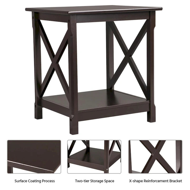 Yaheetech X Design Holz Couchtisch Beistelltisch mit Ablagefach