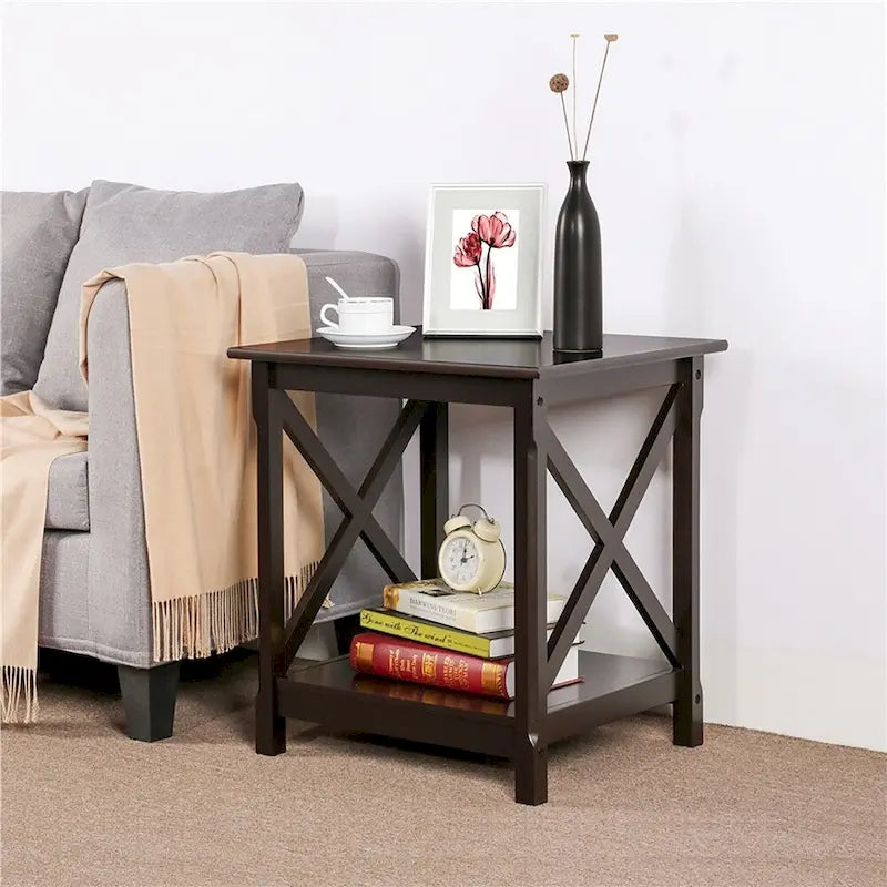 Yaheetech X Design Holz Couchtisch Beistelltisch mit Ablagefach