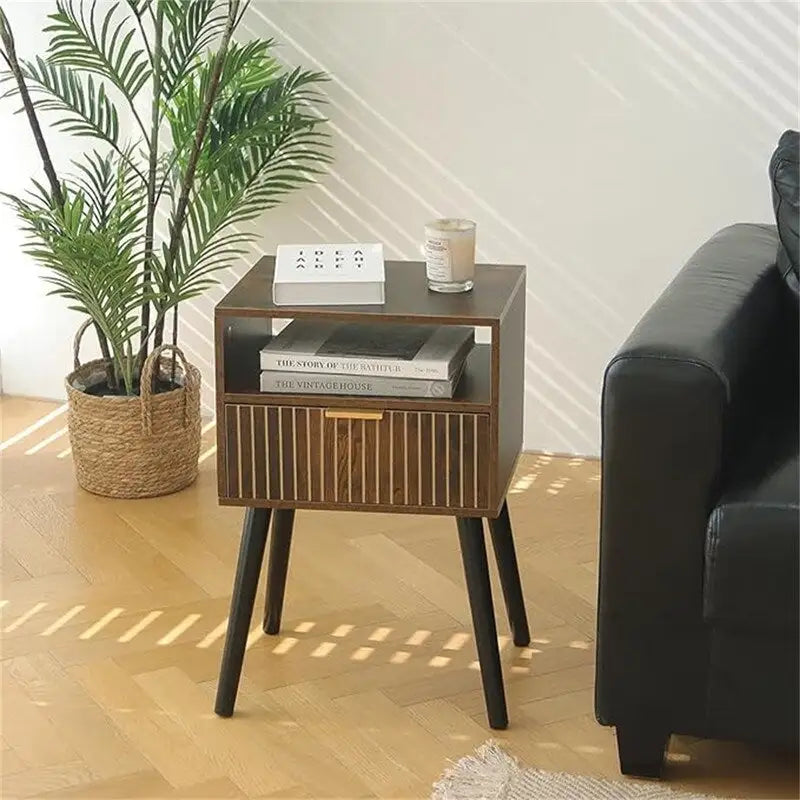 Kleiner Nachttisch aus Holz mit Schublade – 30T x 40B x 60H