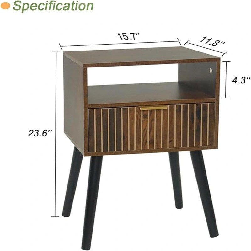 Kleiner Nachttisch aus Holz mit Schublade – 30T x 40B x 60H