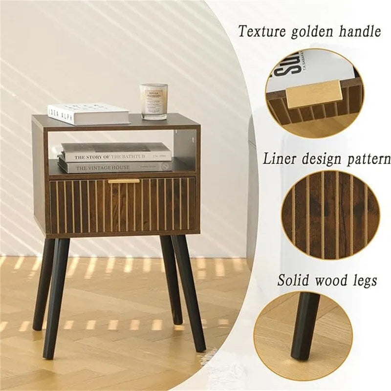 Kleiner Nachttisch aus Holz mit Schublade – 30T x 40B x 60H