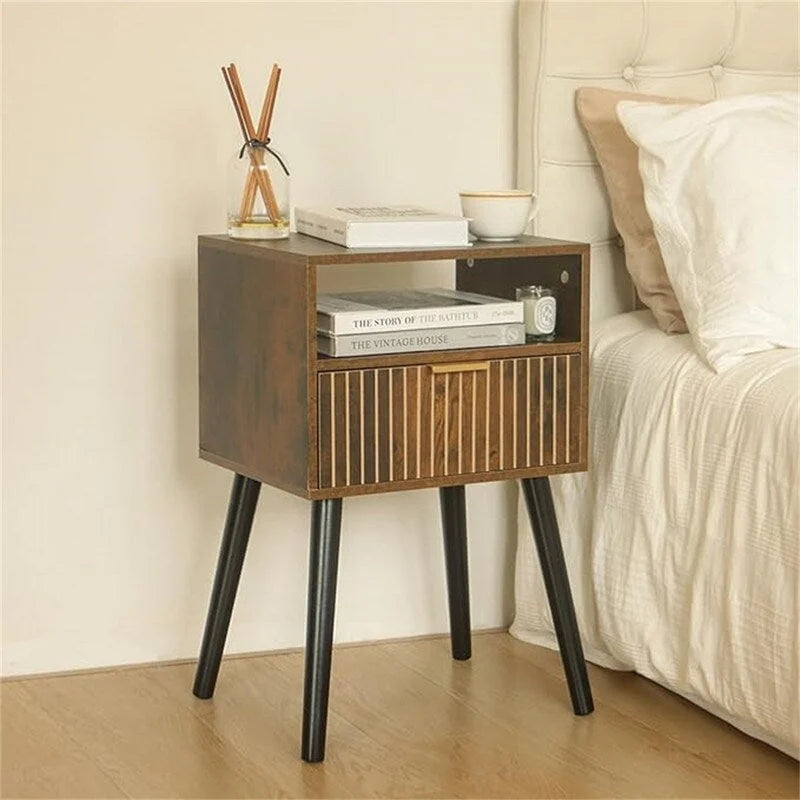 Kleiner Nachttisch aus Holz mit Schublade – 30T x 40B x 60H