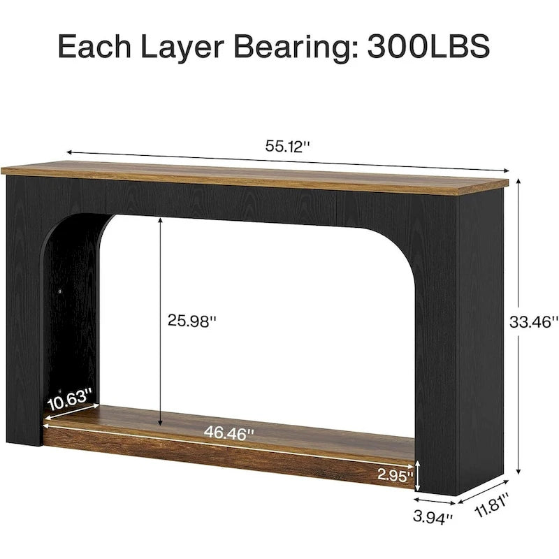55 Zoll Konsolen-Sofatisch Holz Flurtisch mit LED-Beleuchtung