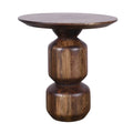 Rise 23 Zoll Beistelltisch, rund, modern, Säulenfuß, braunes Holz