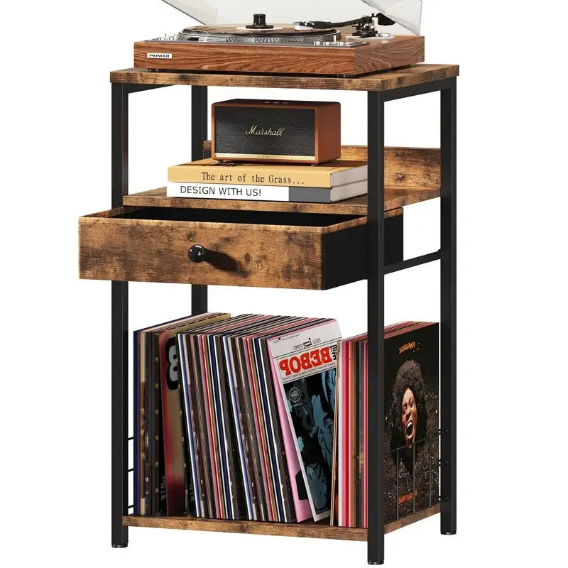 Plattenspielerständer mit Vinyl-Aufbewahrung – 15.7x11.8x27.6