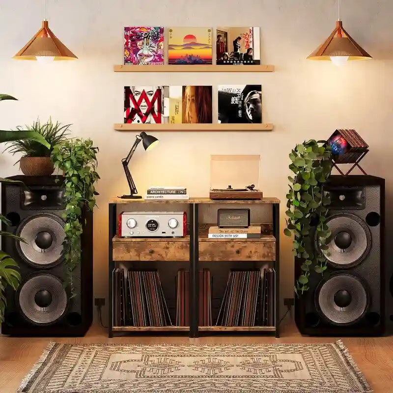 Plattenspielerständer mit Vinyl-Aufbewahrung – 15.7x11.8x27.6