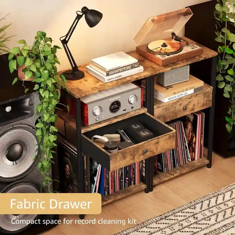 Plattenspielerständer mit Vinyl-Aufbewahrung – 15.7x11.8x27.6