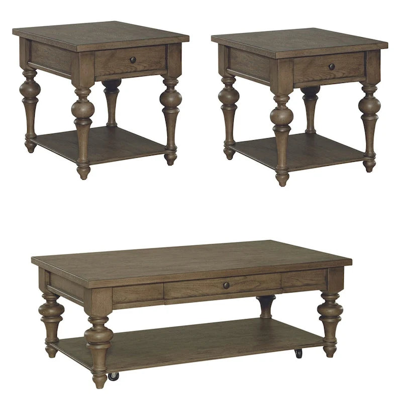 Americana Farmhouse Dusty Taupe 3-teiliges Couchtisch-Set